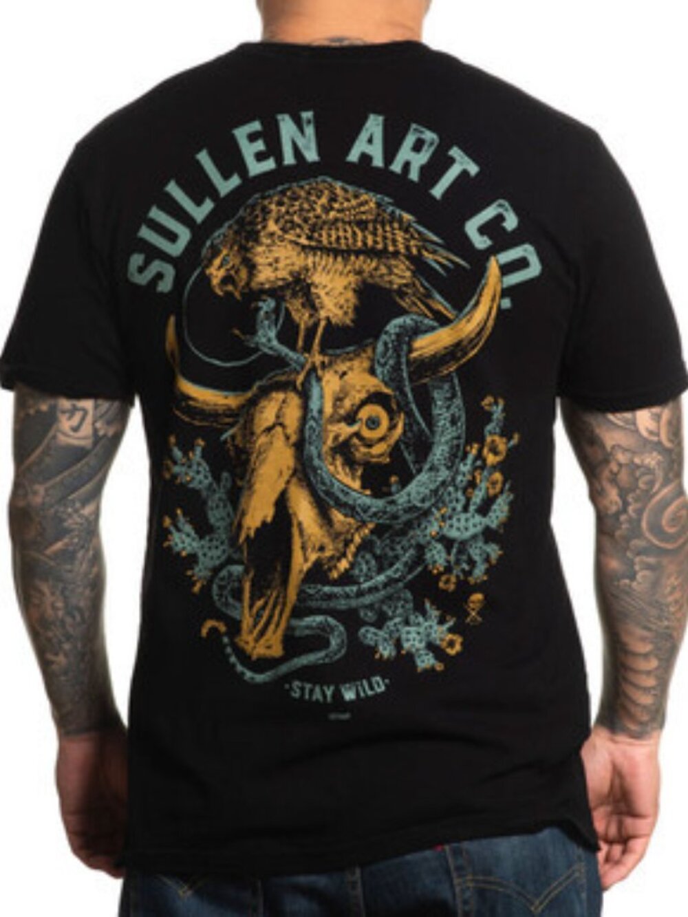 Sullen Art Co. Men's 'Stay Wild' Graphic Short Sleeve Tee - Black